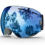 Juli OTG Ski Goggles- Over Glasses Winter Snow/Snowboard Goggles for Men Women & Youth Snowmobile 100% UV Protection BNC Matter Grey Frame/Blue Lens