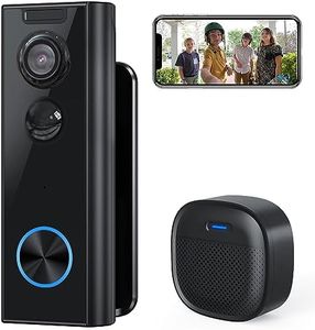 Wireless Video Doorbell Camera with Chime & Multi-Angle Bracket, 1080P, Battery-Powered, No Monthly Fees, 2.4GHz WiFi, Alexa Compatible
