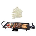 Quest Large Teppanyaki Grill, Non Stick Electric Grill, Adjustable Thermostat, Includes 8 Wooden Spatulas, For Parties, Family Meals & More, 48cm x 26cm Cooking Plate