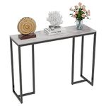 White Console Table for Entryway: Sintered Stone Hallway Table Narrow Marble Effect Table Top with Black Metal Frame Modern Accent Sofa Side Foyer Living Room Table, 39.4x11.8x30.9 inch
