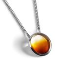 HENRYKA 925 Sterling Silver Sunset Oval Baltic Amber Necklace | Classic Pendant Accessory | Hypoallergenic Women's Jewellery & Gift with Box for Her