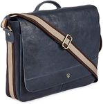 Real Leather Laptop Bag Men Women Distressed Vintage Messenger Satchel Shoulder Bag, Ocean Blue, 15" X 11" X 3", Vintage