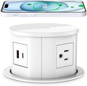 ANNQUAN Pop Up Outlet for Countertop with 20W USB-C,4.7inch Pop Up Power Outlet,15W Wireless Charger,4 Outlets,1 USB-C,1 USB-A,Pop Up Electrical Outlet for Kitchen Conference Garage Workbench(White)