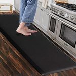 Carvapet Non Slip Kitchen Mat Anti Fatigue Standing Mats 12MM Cushioned Comfort Kitchen Floor Mats PVC Waterproof Runner Rug for Standing Desk, Kitchen, Office(Black,17"x60")