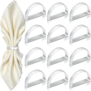 KPOSIYA Metal Silver Napkin Rings Set of 96 for Fall Thanksgiving Christmas | D-Shape Napkin Holders Rings for Dinner Table Decor, Wedding, Easter, Fall, Banquet, Xmas, Party Favors