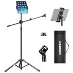 Microphone Stand,Aokeo Mic Stand Floor with Adjustable Tripod,Carrying Bag,Tablet Holder,Suitable for Any Microphone, Performance,Singing, Speech