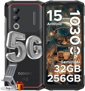 DOOGEE Blade 20 Turbo AI 5G Rugged Phone Unlocked,10300mAh/33W,Android 15 Rugged Smartphone,32GB+256GB/TF 2TB,Dimensity 7050,6.6”HD + 90Hz,50MP+16MP,Face ID/NFC/WiFi6/IP68/IP69K/3 Card Slot,Black