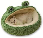 Srutirbo Frog Shape Dog Bed with Hooded Blanket for Small Dogs or Cats, Donut Round Calming Hooded Cozy Cave Dog Beds for Small Dogs, Soft Plush Cuddler Puppy Pet Bed and Dog Cave Bed (19.7in, B)