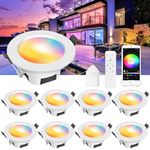 INDARUN WiFi 9W RGBW LED Recessed Ceiling Light Dimmable 700LM with Remote Control, LED Downlights for Ceiling for Living Room, Kitchen, KTV, Bars, Compatible with Amazon Alexa/Google Home (10 Packs)