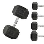 Dumbbells Set Heavy Weights Hex Dumbell Set Hexagonal Rubber Dumbbell with Metal Handles Anti-Rolling for Weight Lifting Bodybuilding Exercise Workout Strength Training Home Gym 2.5kg-30kg Pairs Sets