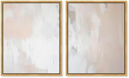 Art Remedy Opalescent Hues IV Canvas Set of 2 Minimalist Abstract, Gold Frame, 36 x 45