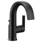 Moen S6910BL Doux Collection One-Handle High Arc Laminar Stream Bathroom Faucet Matte Black