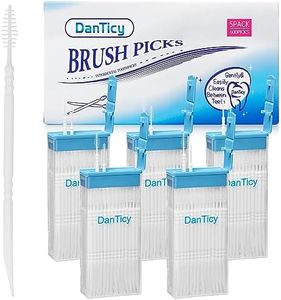 DanTicy Brushpicks Interdental Toothpicks,Soft Bristle Dental Floss Picks Toothpicks,Helps Removes Plaque and Debris Between Your Teeth 600PCS (Pack of 5)