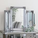 Melody Maison Ornate Vintage Silver Triple Dressing Table Mirror 55cm x 74cm, Silver decor, Dressing table mirror, beauty mirror,