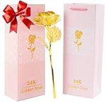 24k Gold Rose with Luxury Gift Box -10-inch Golden Rose Metal Single Roses and Valentine's Day Gifts Idea for Women, Loved Ones, Mom, Wife, Girlfriend, Grandma, Mother's Day