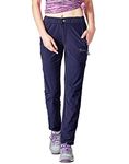 YSENTO Womens Walking Trousers - Waterproof Outdoor Summer Lightweight Hiking Climbing Pants with Zip Pockets(Dark Blue,L)