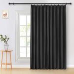 LIYAXUN Pinch Pleated Drapes, Blackout Curtains 108 inch Length for Living Room, Thermal Insulated, Black Blackout Drape, Pinch Pleat Drapes with Hooks (Black, 1 Panel, W100 x L108 inch)