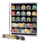 Medal Coin Display Case, Military Challenge Coin Display 5 Rows Medal Coin Frame, Medal Display Shadow Box Frame With Magnetic Door Coin Shadow Box For Keepsake Coins, Medals, Pins, Badges