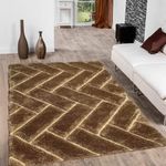 Sifa Carpet Hand Woven Shaggy Soft and Fluffy Carpet with 2 Inch Pile Height for Living Room (Brown Color 4x6 Feet)