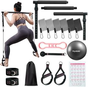 kisnbld Pilates Bar Kit with Resistance Bands, Multifunctional Pilates Bar with 3 Set Exercise Resistance Bands, Portable Pilates Equipment for Women Home Gym Yoga Workouts