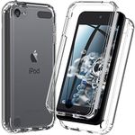 iPod Touch 7th/6th/5th Generation Case, iPod Touch Case, Shockproof [with Built in Screen Protector] Silicone Case Heavy Duty Rugged Soft Cover iPod Case for iPod Touch 7/6/5 (Clear)