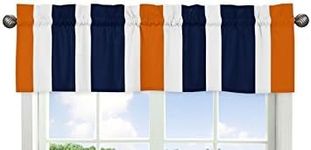 Sweet Jojo Designs Navy Blue, Orange and White Window Treatment Valance for Stripes Bedding Collection