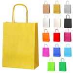 Thepaperbagstore 30 Yellow Paper Party Bags With Handles - Colourful Paper Gift Bags for Kids and Adults Parties, Birthdays, Weddings, Baby Showers, Hen Parties and Sweets 18x22x8cm