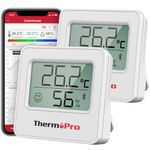 ThermoPro TempPro TP357 Room Thermometer Indoor Bluetooth Hygrometer Humidity Meter and Temperature Monitor with Smart App and Data Recording with Humidity Sensor for Baby Room Office, 2 Pieces