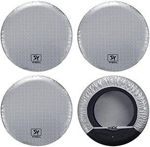 SYERAL RV Tire Covers Set of 4, Waterproof Anti-UV Snow Sun Rain Wheel Tire Protectors Covers for Trailer,Camper,RV,Truck,SUV,33-35inch(XL) Silver Aluminum Film
