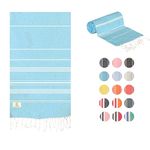 EVAHOME Turkish Beach Towel Qick Dry Travel Towel Oversized Sand Free Beach Towels 38x71 Extra Large Bath Towel for SPA Gym Pool Serviette de Plage (Turquoise)