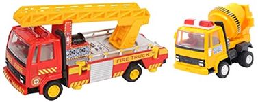 Centy Toys Fire Ladder Truck, Yellow Plastic Pull Back Concrete Mixer, Number of Pieces: 1, Yellow - Adult