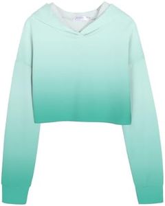 Arshiner Girls Crop Tops Tie Dye Hoodies Kids Long Sleeve Pullover Cropped Sweatshirt Green Sweatshirt for Girls Sweatshirt Size 6