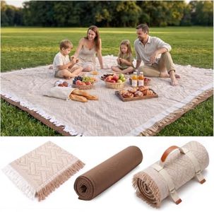 Genovega 2 in 1 Extra Large Rug Outdoor Picnic Blanket Waterproof Woven Boho Mat Giant Beach Towel Travel Essential Yoga Accessories Park Patio Lawn Garden Ground Music Festival Concert Must Have