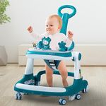 Baybee Magnum 2 in 1 Baby Walker for Kids, Round Kids Push Walker with Parental Handle & Height Adjustable, Foldable Activity Walker for Baby with Musical Toy Bar for 6-18 Months Boys Girls (Green)