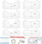 12Pcs Tshirt Ruler Guide for Vinyl Alignment, T Shirt Rulers to Center Designs, Fit for Heat Press, Children Youth Adult, Front and Back Measurement