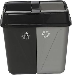 URBNLIVING 60L Duo Kitchen Bin Waste Garbage Can 2 Compartments With Bas Connectors (Black/Grey)