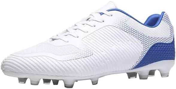 DREAM PAIRS Men‘s Firm Ground Soccer Cleats Soccer Shoes, White/Royal, 13