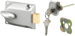 PRIME-LINE Products GD 52119 Deadbolt Lock, Center Mount with Key Cylinder, Aluminum Painted, 1 Pack