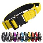 TSPRO Premium Dog Collar with Handle Thick Dog Collar Adjustable Dog Collar Heavy Duty Quick Release Metal Buckle Dog Collar for Small or Medium to Extra Large Dogs (M- Yellow)