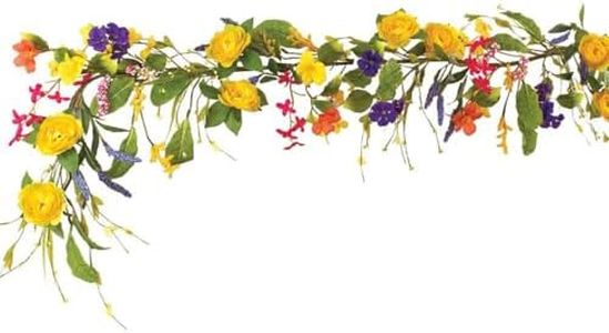 Collections Etc Colorful Yellow Rose & Mixed Wildflower Artificial Floral Garland