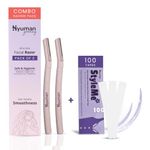 Hyuman Combo Face Razor & Clothing Tape for Women -2 Unit Razors + 100Strip |German Stainless steel blade |Shaver for Facial Hair, Chin, Upper lip, Forehead |Fashion Tape For Perfect Holding Any Cloth