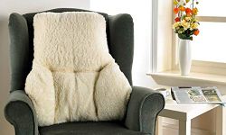 Diana Cowpe Fleece Back Support Cushion (Cream) Posture Therapy Cushion/Fleece Back Pillow - Lumbar/Orthopaedic Armchair Support & Pain Relief - T-Shaped Cushion for Reading, TV - MADE IN UK