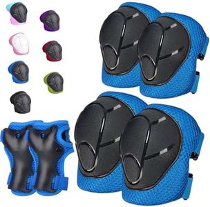 HocIece Kids/Youth Knee Pads for Kids 3-14Years Boys Girls 6 in 1 Kids Protective Gear Set Adjustable for Skating Cycling Bike Rollerblading Scooter Roller Skates