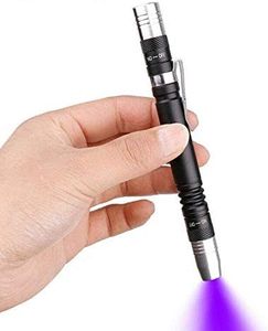 LED UV light blacklight flashlights 2 in 1 Ultraviolet Flashlight Penlight pen clip Torch Blacklight Detector for Pet Urine, Stain, Bed Bugs 3 AAA Batteries MODOAO