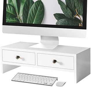 WELLAND Monitor Stand Riser with Drawers, Computer Monitor Stand, Desktop Organizer Stand for Laptop, PC, Office Supplies, White