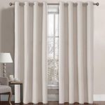 H.VERSAILTEX Linen Blackout Curtain 84 Inches Long for Bedroom/Living Room Thermal Insulated Grommet Linen Look Curtain Drapes Primitive Textured Burlap Effect Window Drapes 1 Panel - Ivory