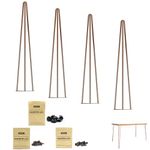 ROTHLEY Table Legs 28 Inch Hairpin Legs 3 Solid Rods Desk Legs Metal Legs for Table Furniture Legs with Floor Protectors Bar Height Table Legs for Furniture Set of 4-Antique Copper