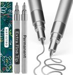 ARTISTRO Metallic Markers Permanent - Set of 2 Silver Paint Pen, Oil Based Paint Markers Extra-Fine Tip 0.7mm, Waterproof Paint Pens, for Rock Painting, Ceramic, Glass, Wood, Tire, Fabric & More