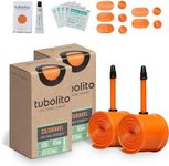 Tubolito 700C Bike Tube CX/Gravel 42 mm Presta Valves | Orange TPU Lightweight Design | Fits Tire Widths 32mm - 50mm | Excellent Performance | Pack of 2 + Flix Repair Kit