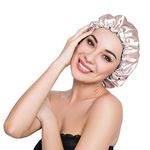 ELIHAIR Stain Bonnet Silk Sleep Cap Adjustable Satin Cap for Night Sleeping Hair Bonnet Reversible Double Layer Champagne/Grey